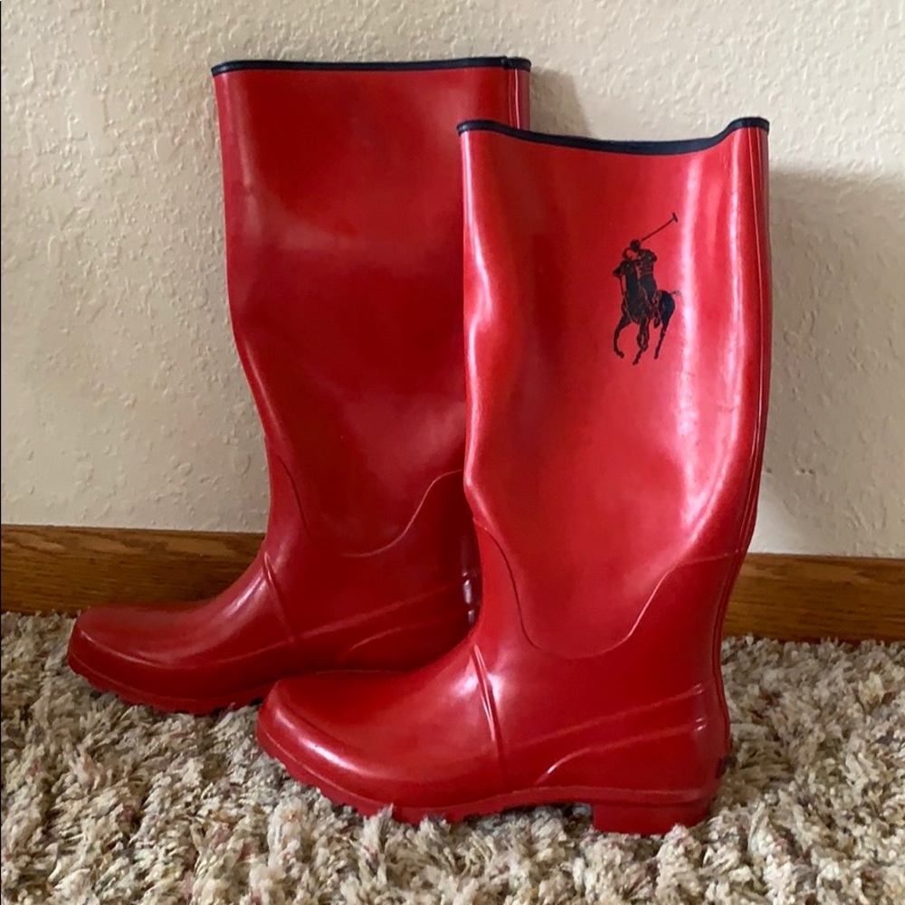 Red Polo High Top Rain boots